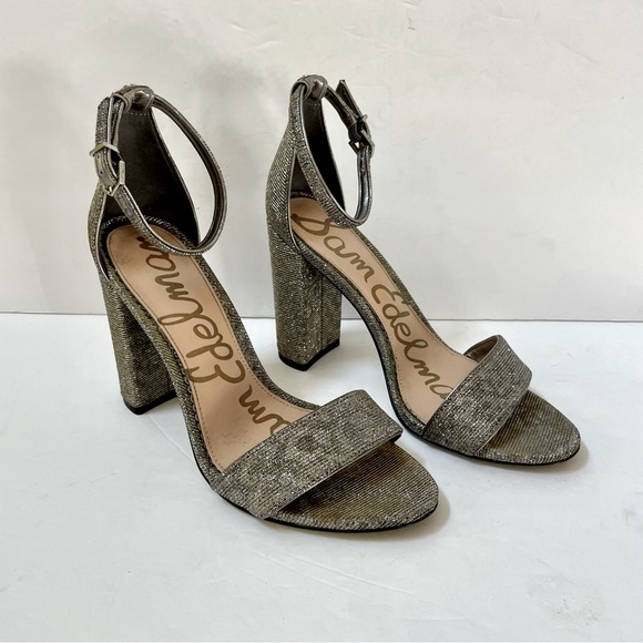 Sam Edelman Yaro Metallic Block Heel Size 8 Wide - Picture 6 of 12